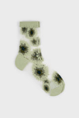 Khaki large daisy sheer socks