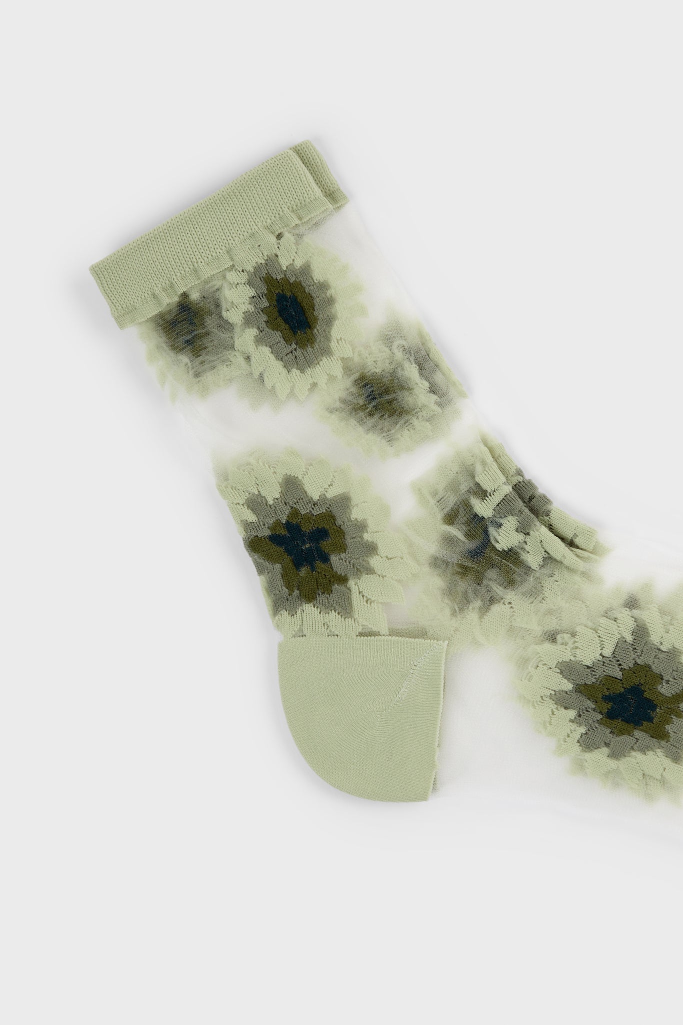 Khaki large daisy sheer socks