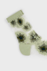 Khaki large daisy sheer socks