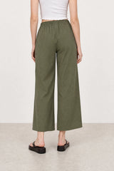 Khaki relaxed fit contrast drawstring trousers