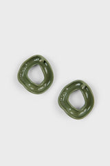 Khaki thick organic circle earrings