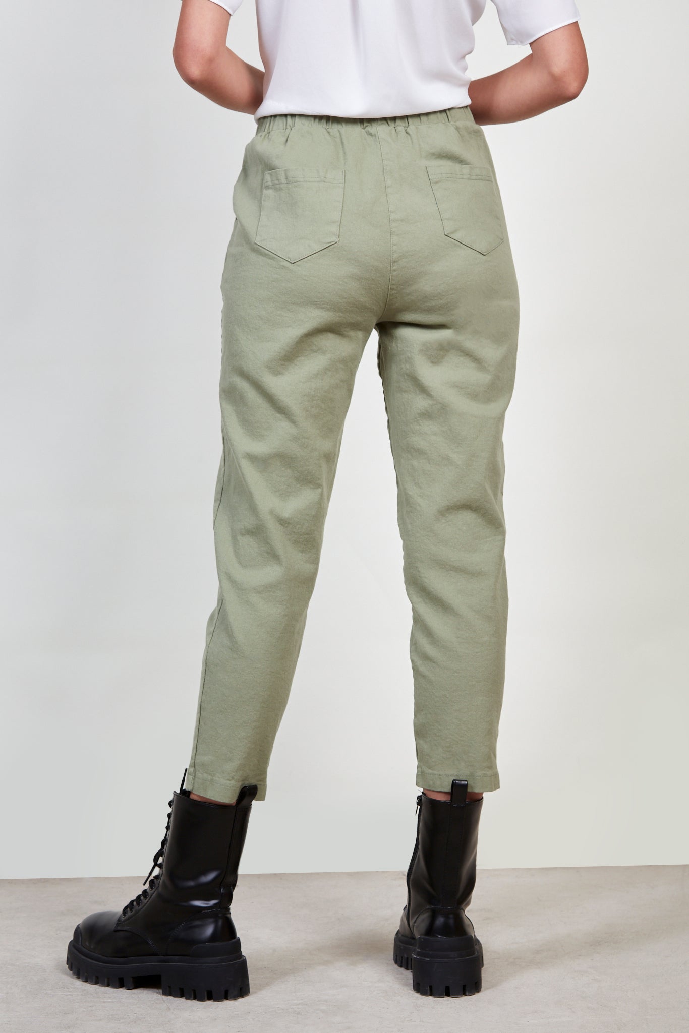 Khaki loose fit drawstring trousers