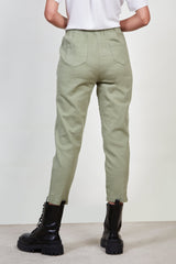 Khaki loose fit drawstring trousers