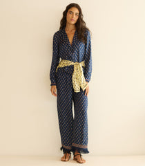LAVON FRINGE PANT -- BLEU TAORMINA PAISLEY