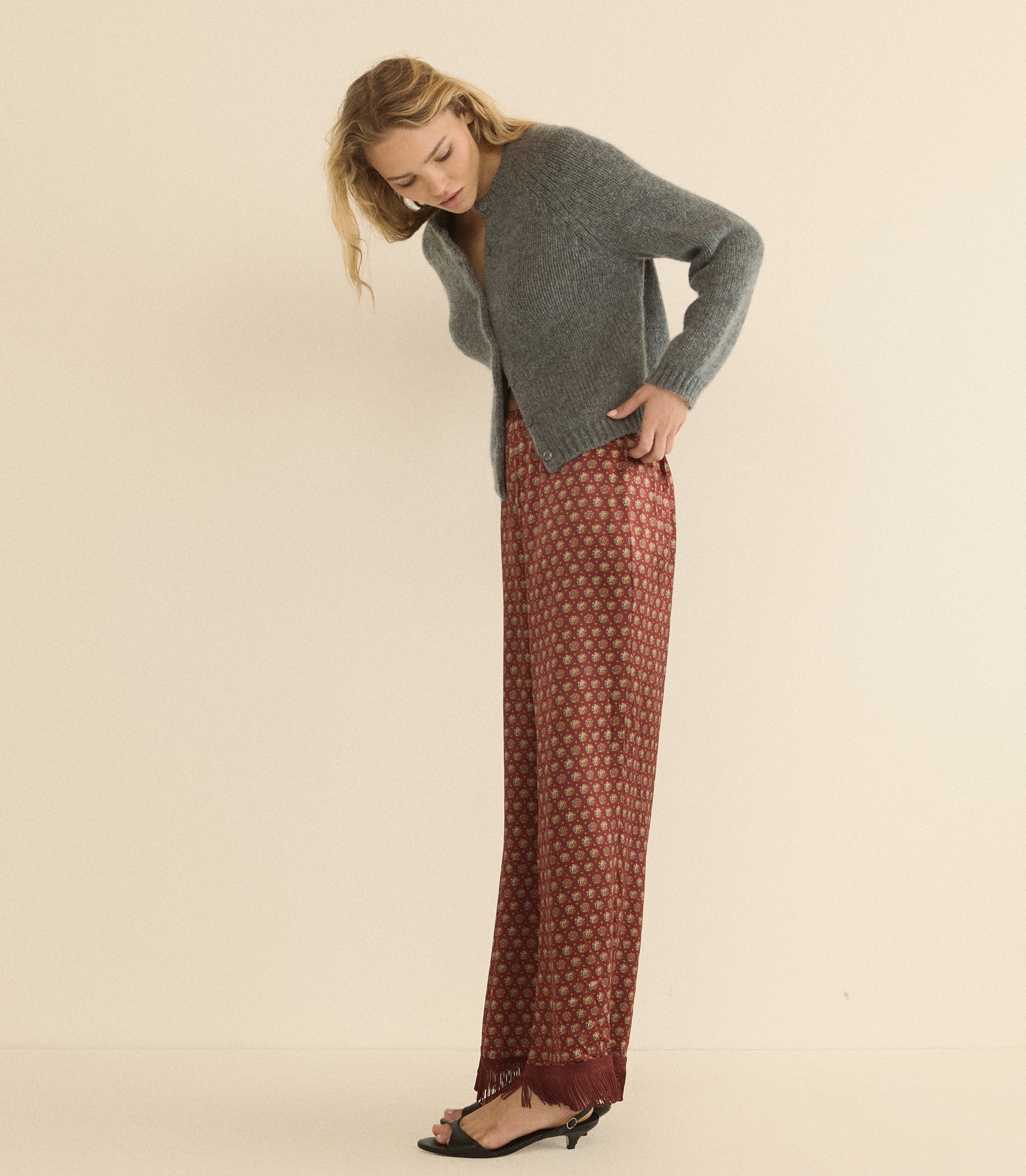 LAVON FRINGE PANT -- SAN SEBASTIAN FOULARD