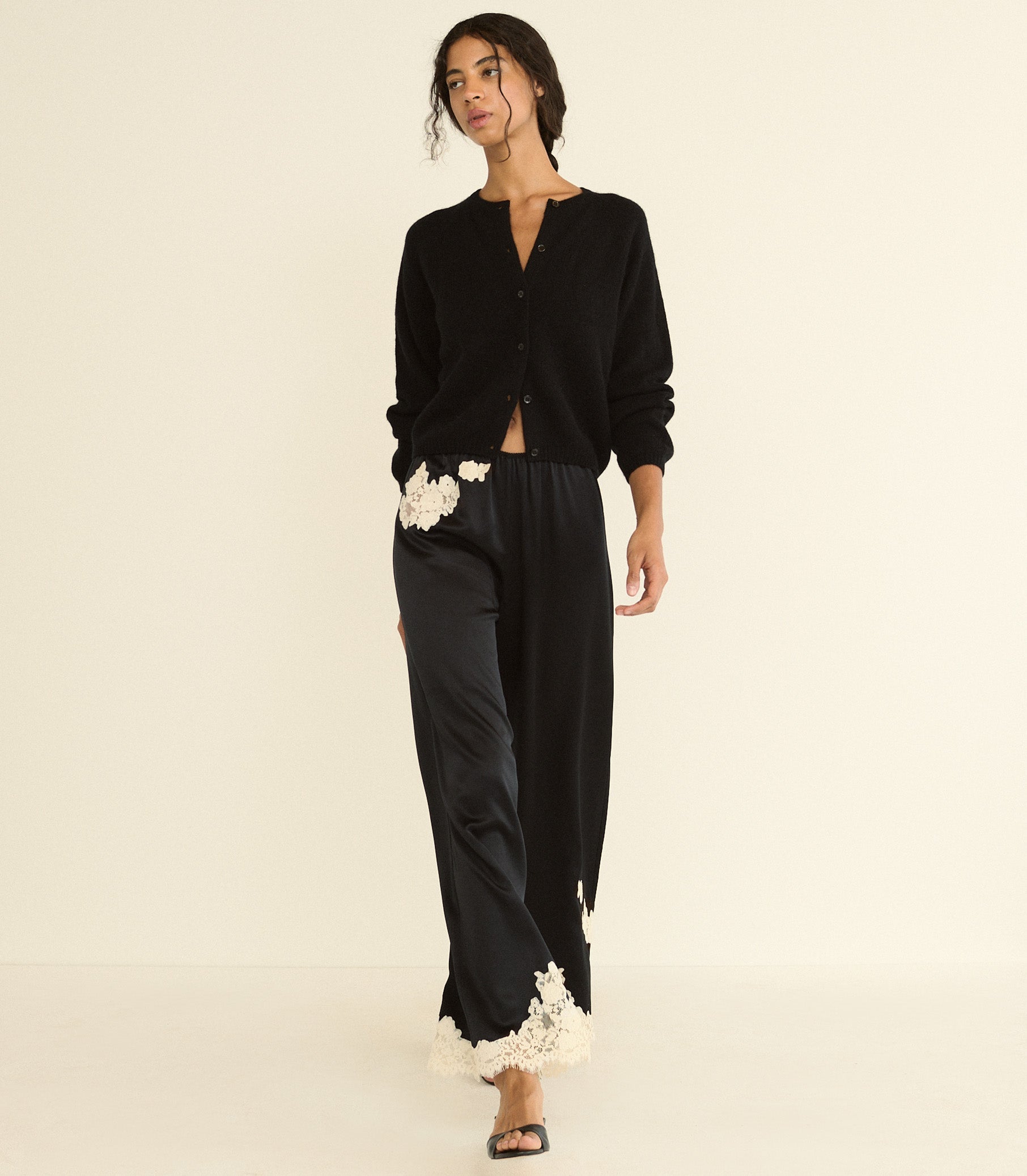 LAVON PANT -- BLACK WITH CANDLELIGHT LACE
