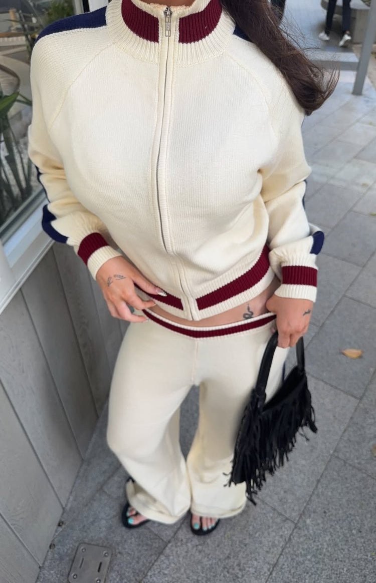 Liberty Cream Knit Jacquard Zip Sweater