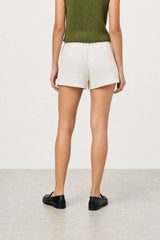 Light beige gauzy linen blend shorts