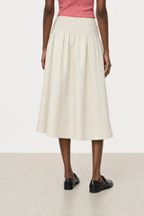 Light beige giant shirring waist skirt