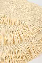 Light beige tiered straw sun visor