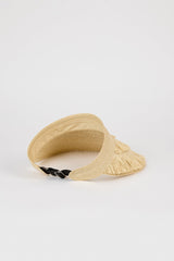 Light beige tiered straw sun visor