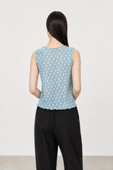Light blue and white polka dot ribbed tank