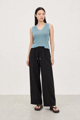 Light blue and white polka dot ribbed tank