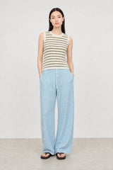 Light blue checked drawstring trousers