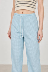 Light blue checked drawstring trousers