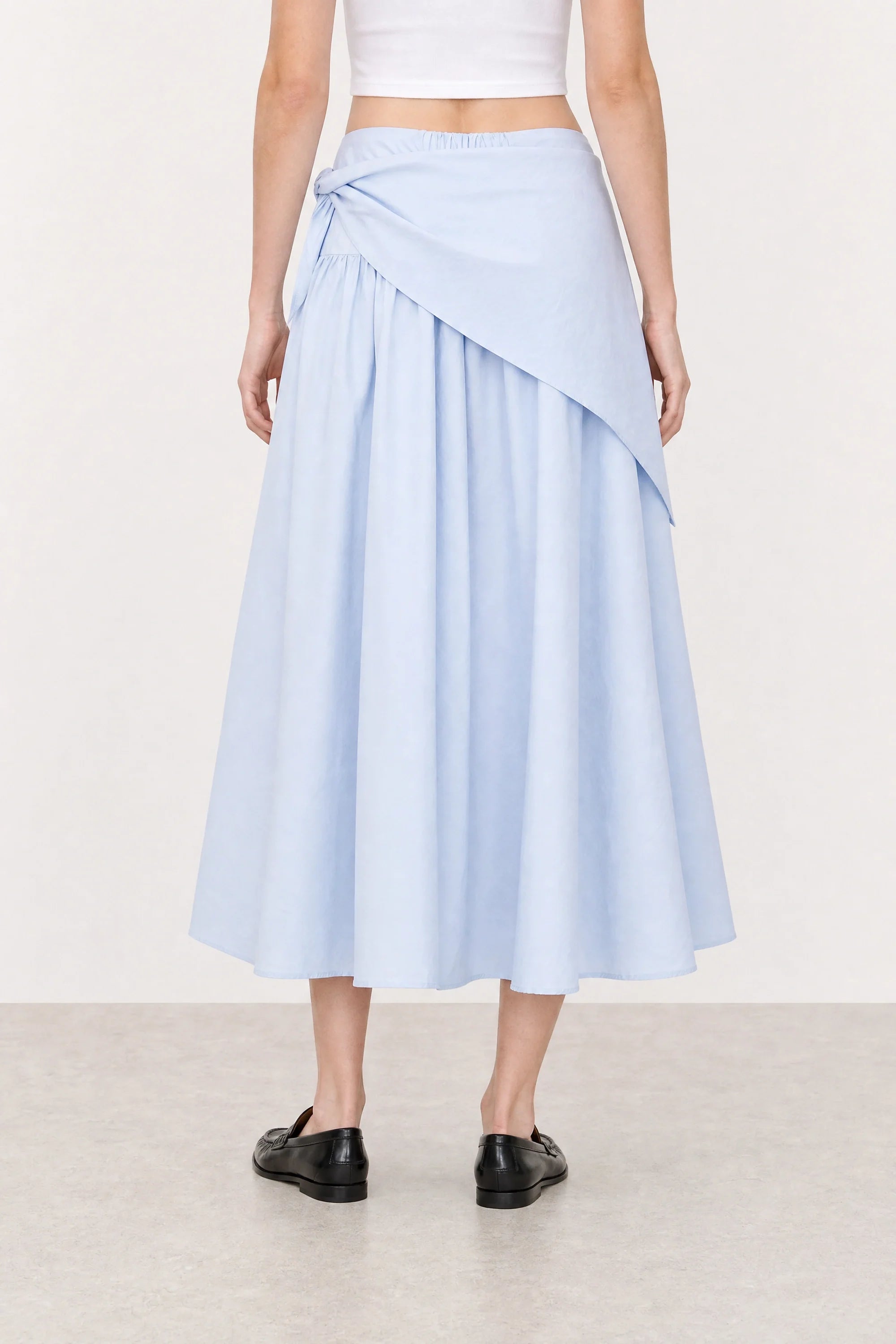Light blue wrap waist skirt