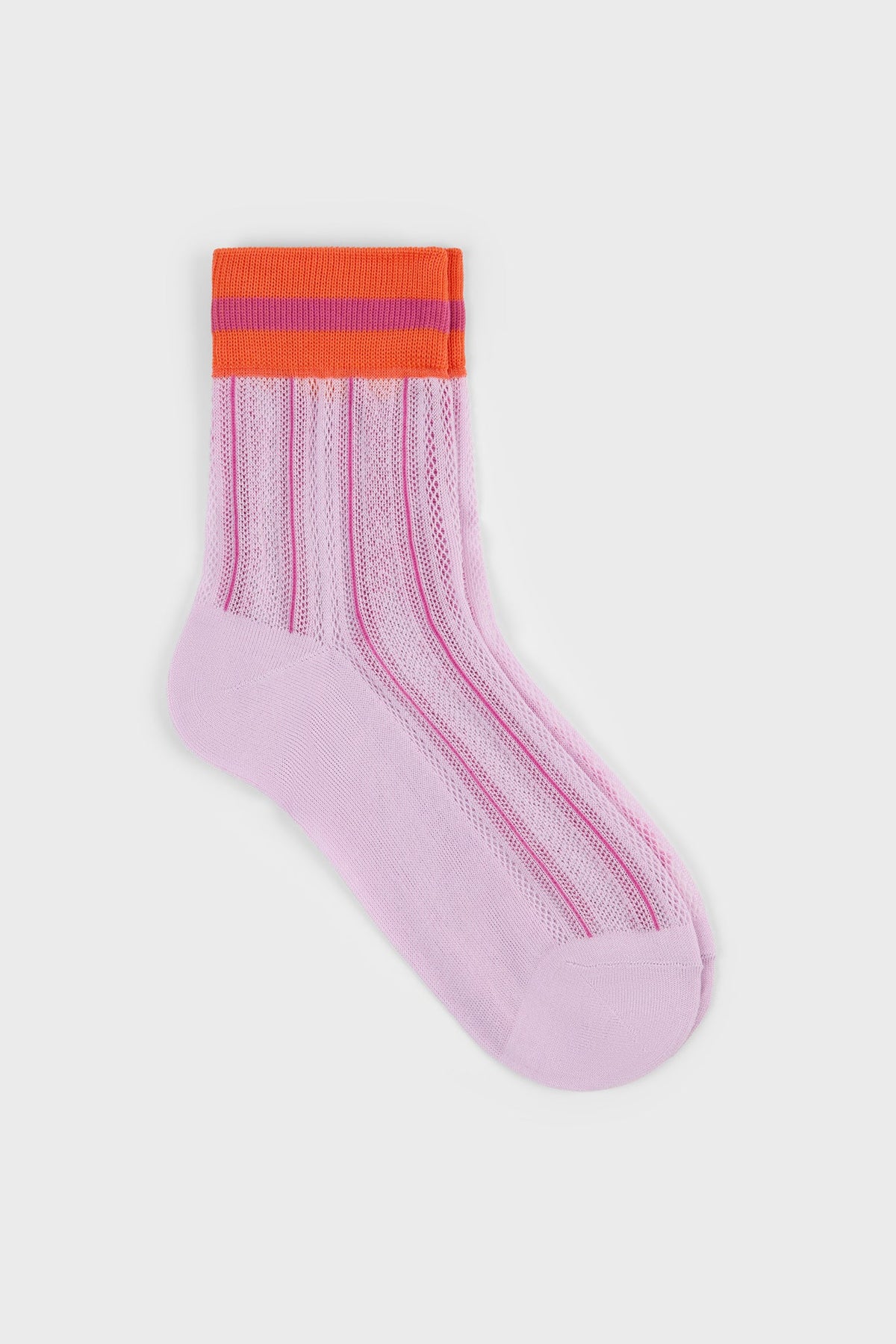 Lilac and red stripe hem socks