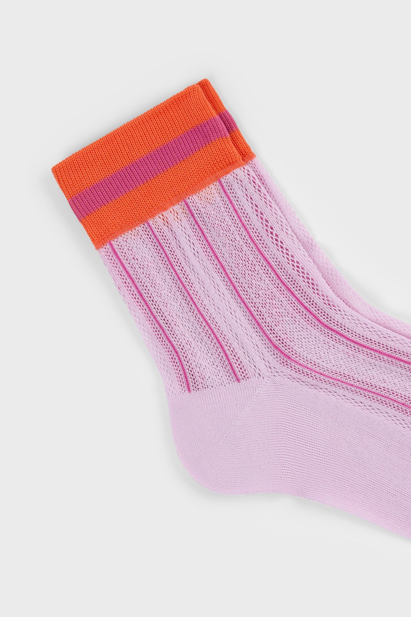 Lilac and red stripe hem socks