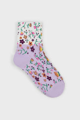 Lilac floral colourblock socks