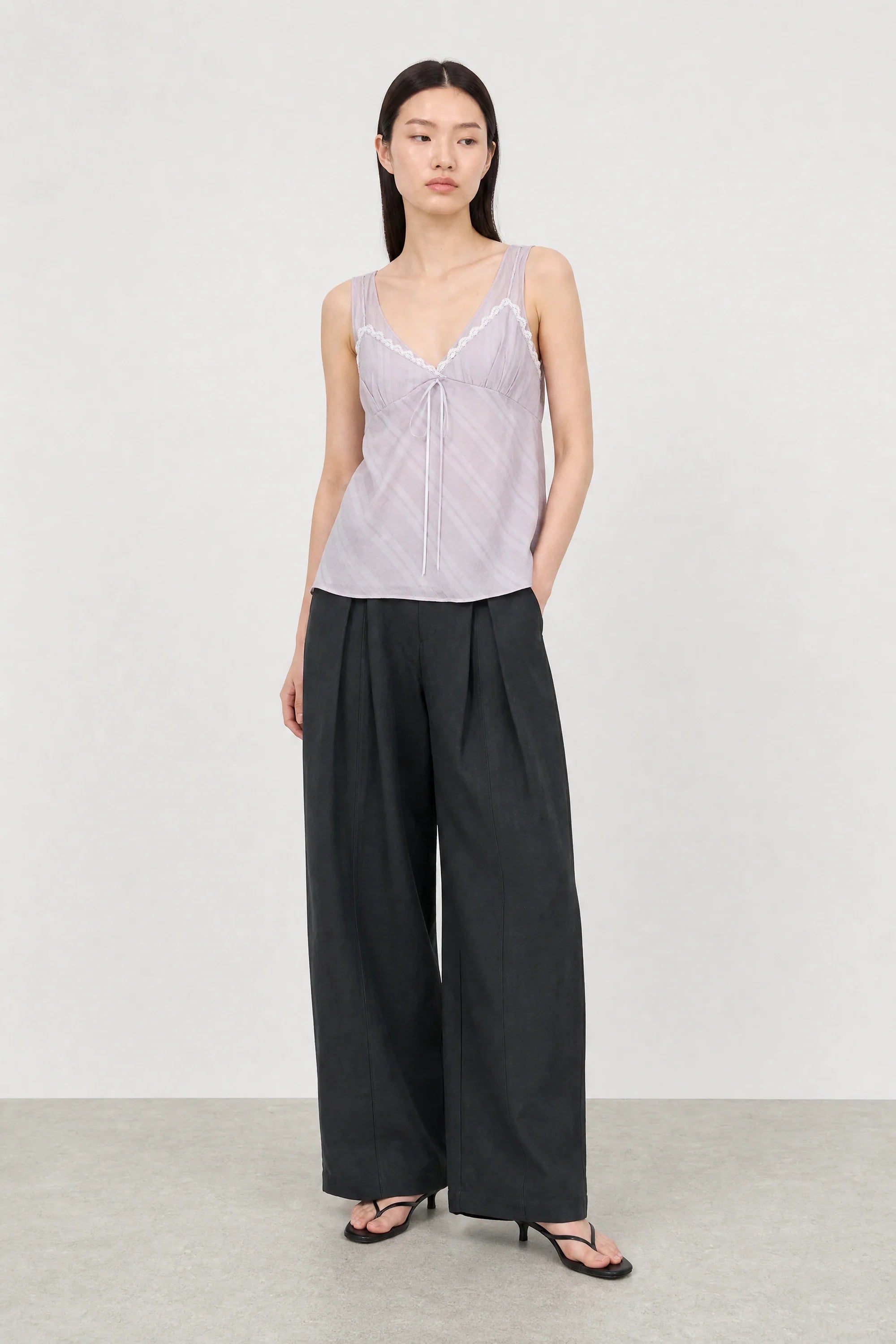 Lilac semi sheer bralette tank