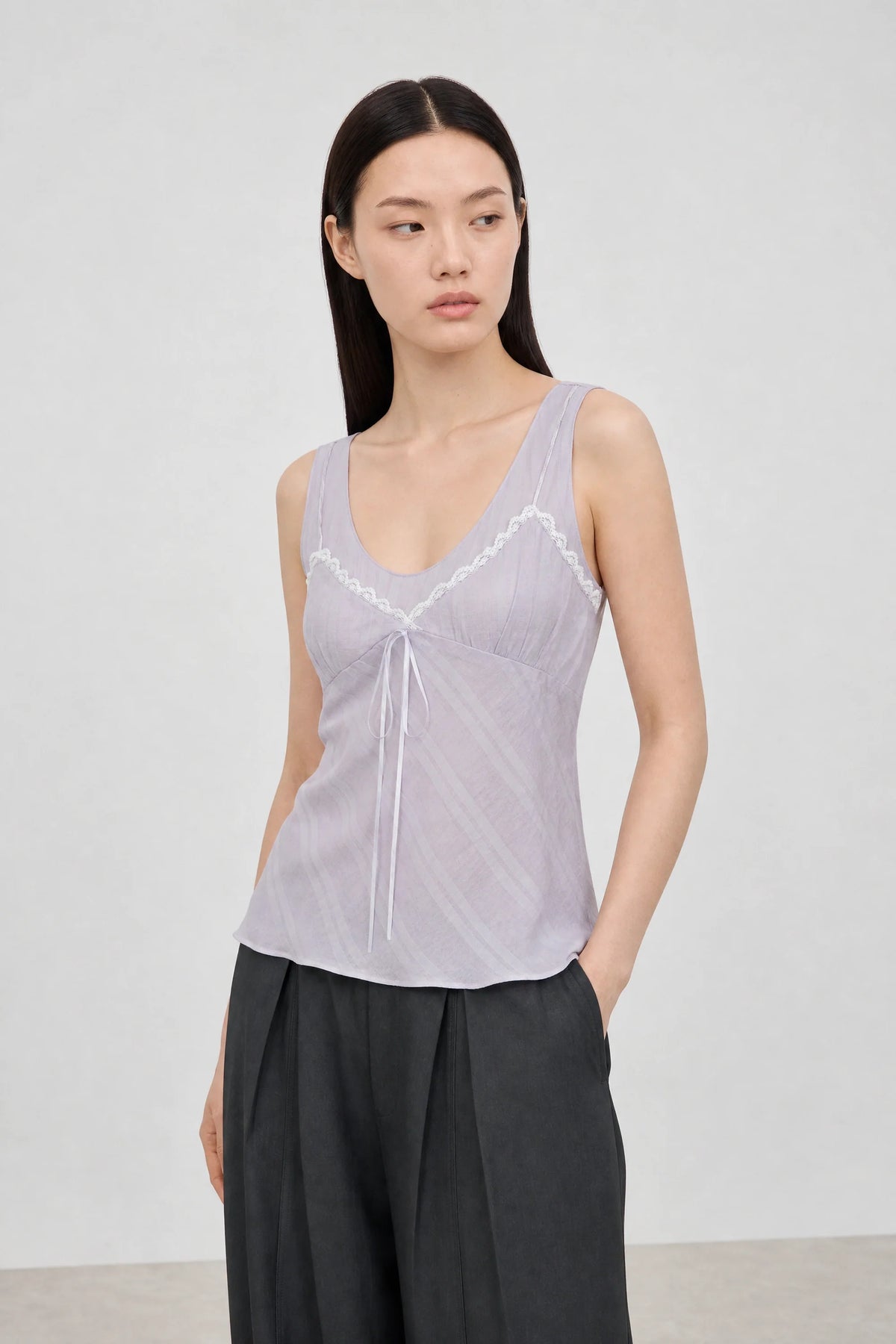 Lilac semi sheer bralette tank
