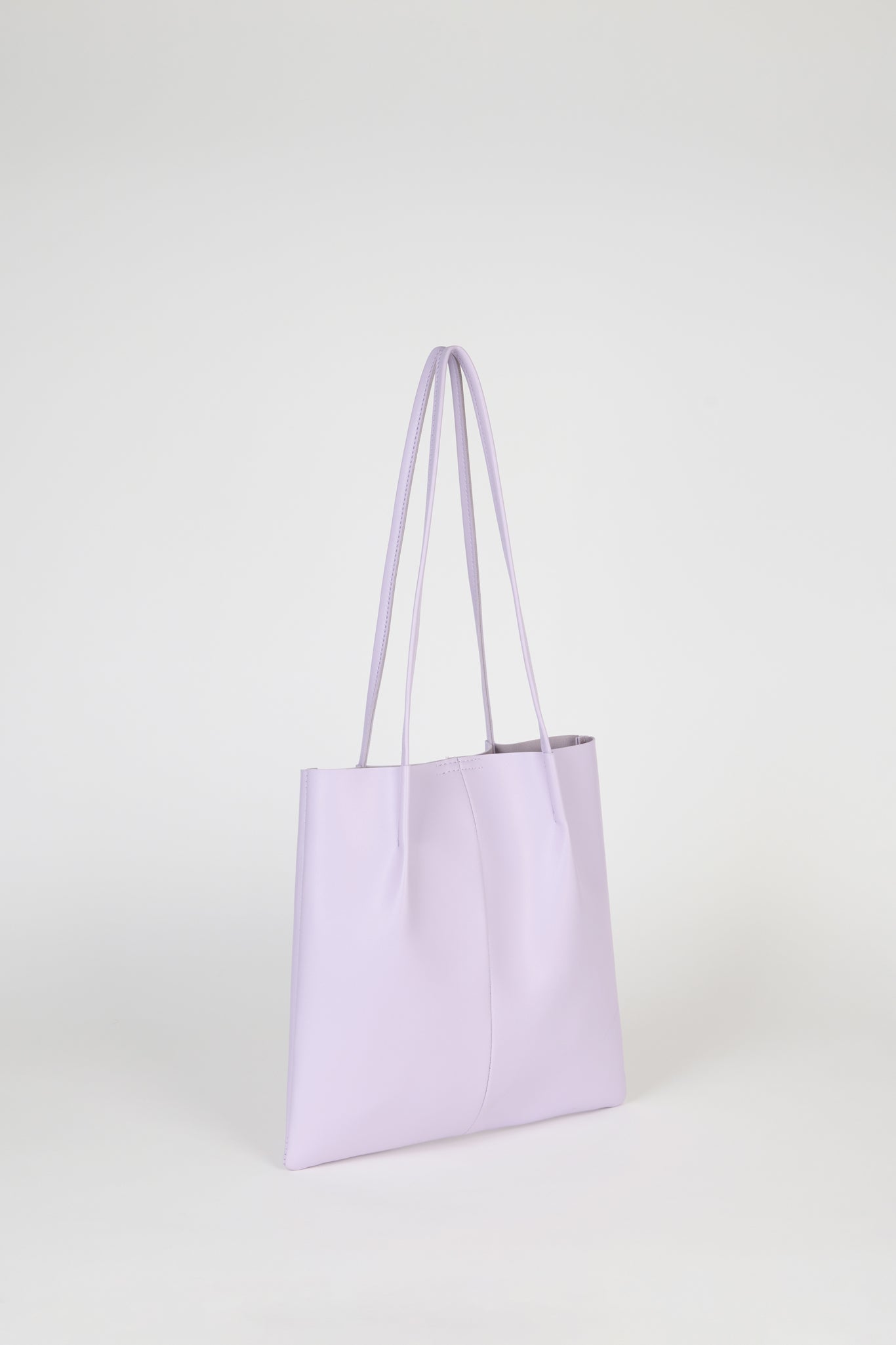 Lilac vegan leather pinched strap tote bag