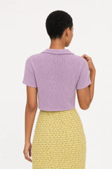 Lilac linen blend short sleeved cardigan