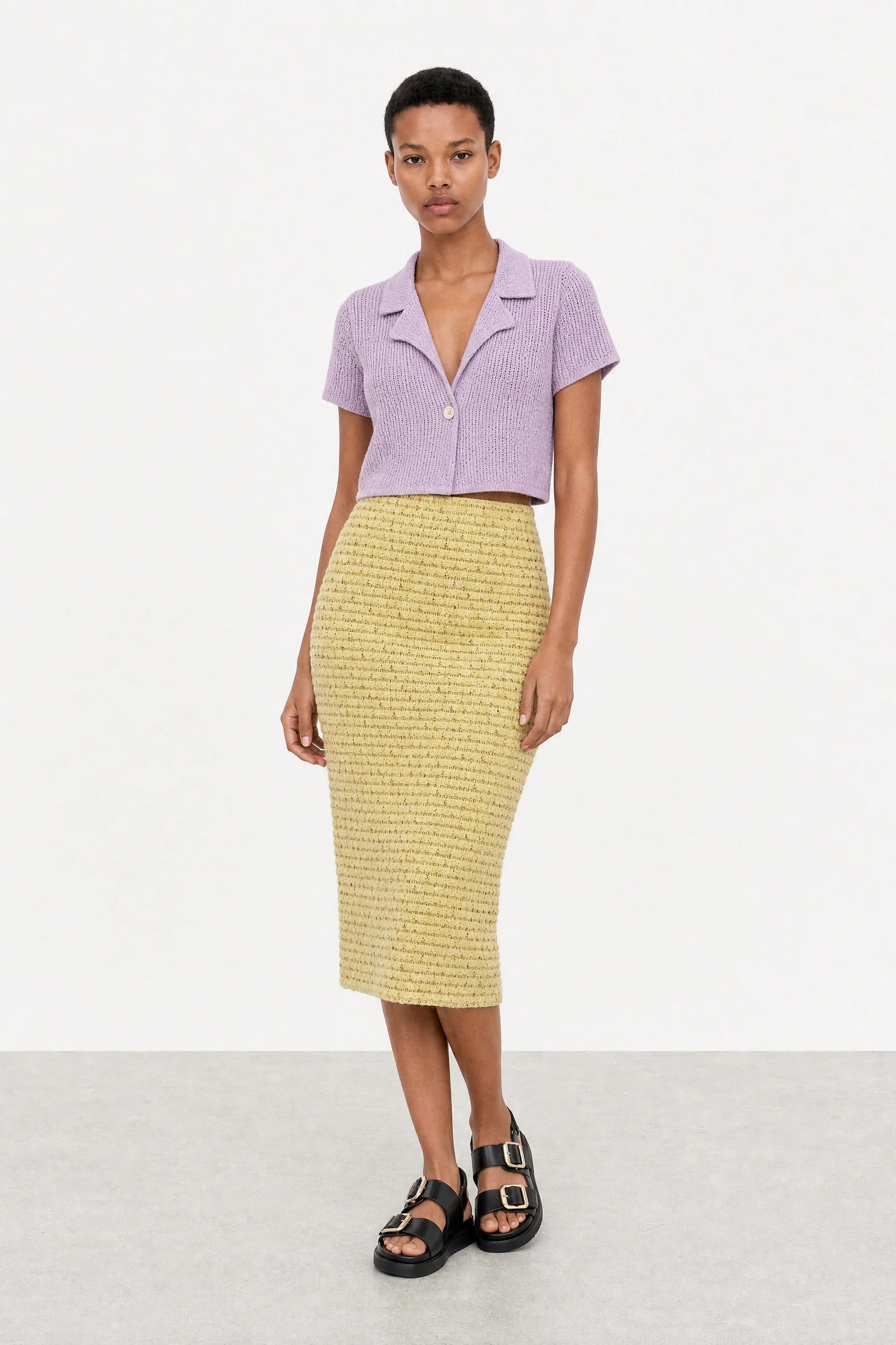 Lilac linen blend short sleeved cardigan
