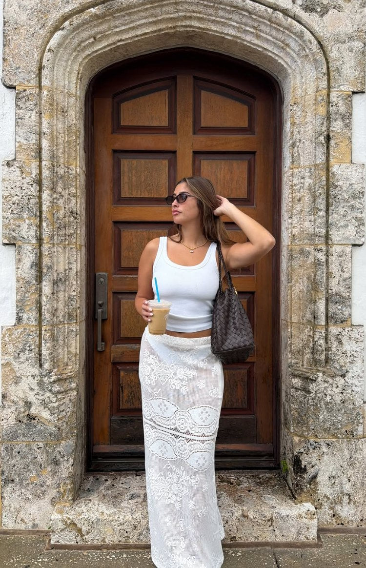 Lillie White Crochet Lace Maxi Skirt