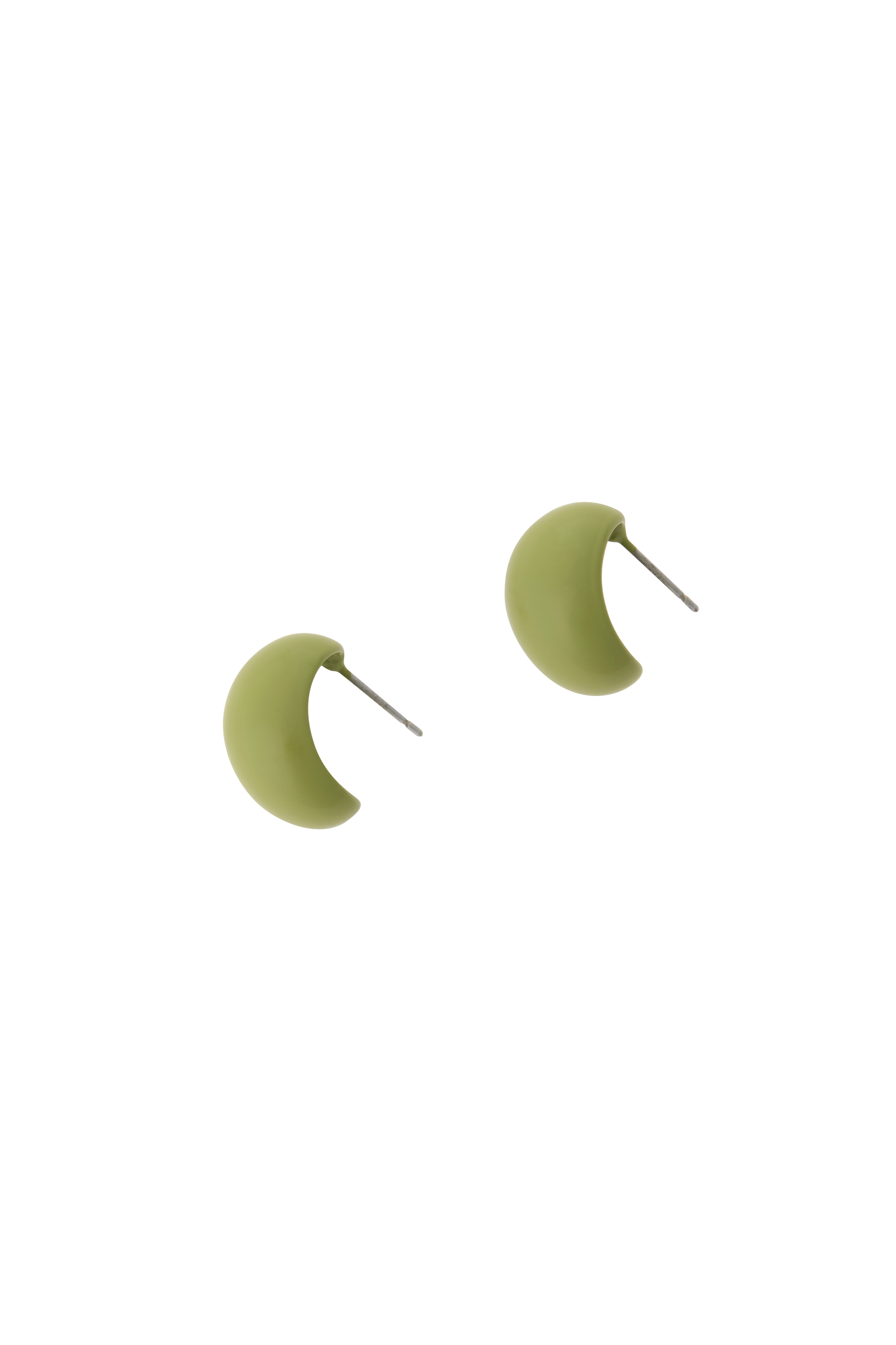 Lime green enamel small droplet earrings