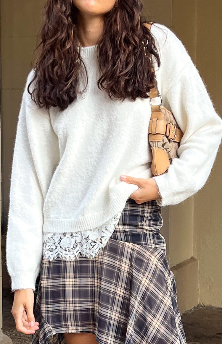Lolly Cream Lace Trim Knit