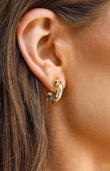 Lula Gold Multi Stone Hoop Earrings