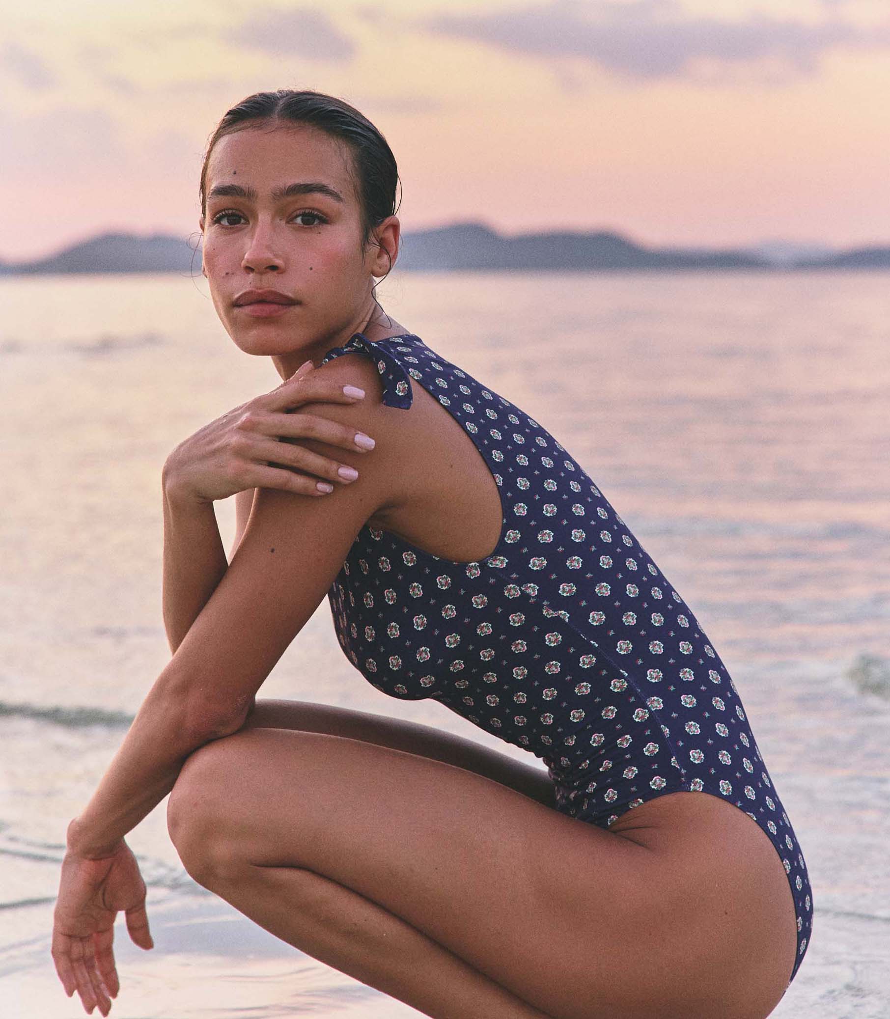 MALTA MAILLOT -- NAVY CADIZ FOULARD