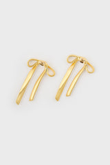 Matte gold ribbon drop earrings