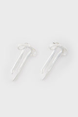 Matte silver ribbon drop earrings