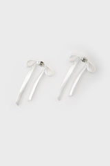 Matte silver ribbon drop earrings