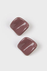 Mauve organic square earrings