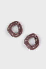 Mauve thick organic circle earrings