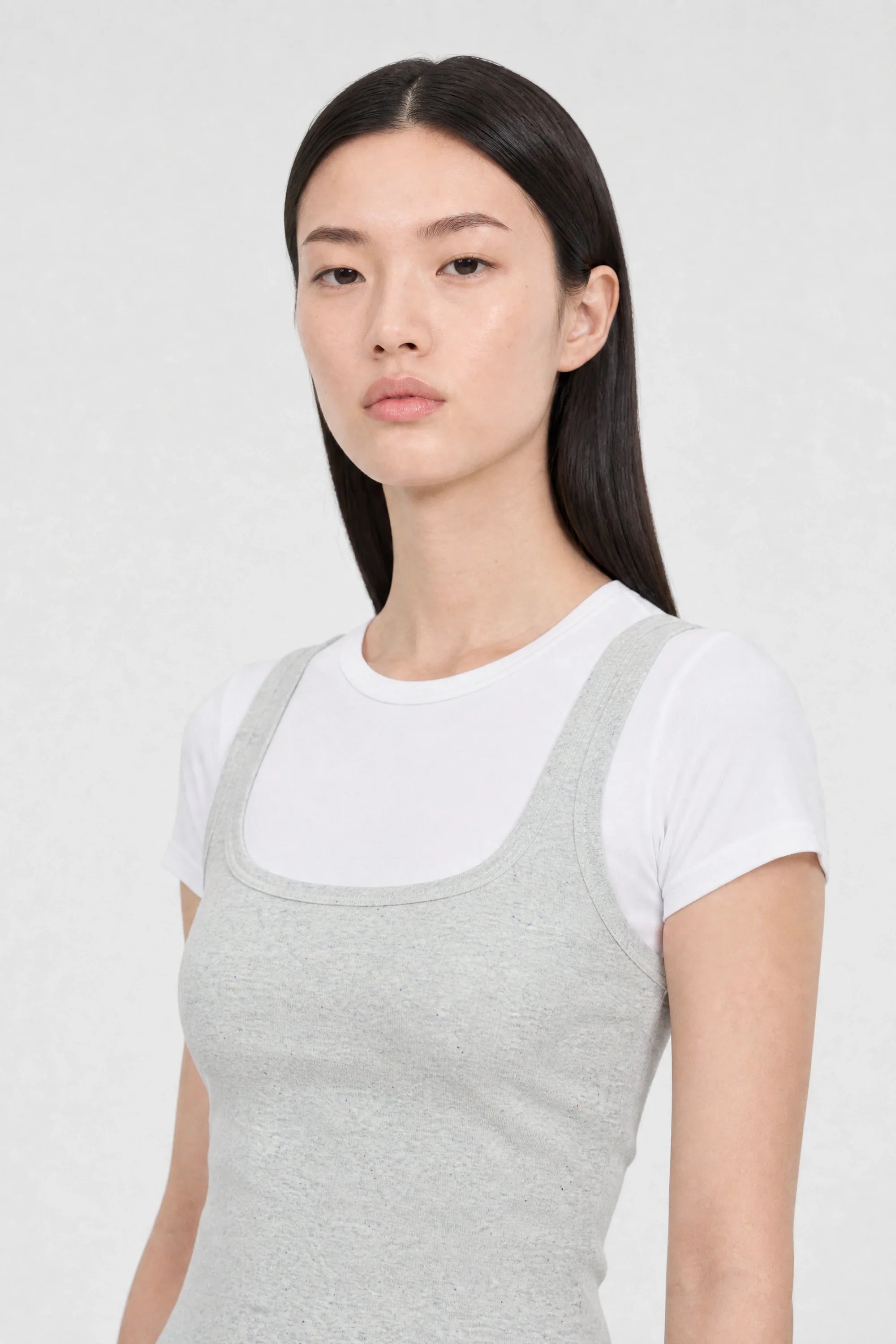 Melange grey rainbow fleck cotton tank
