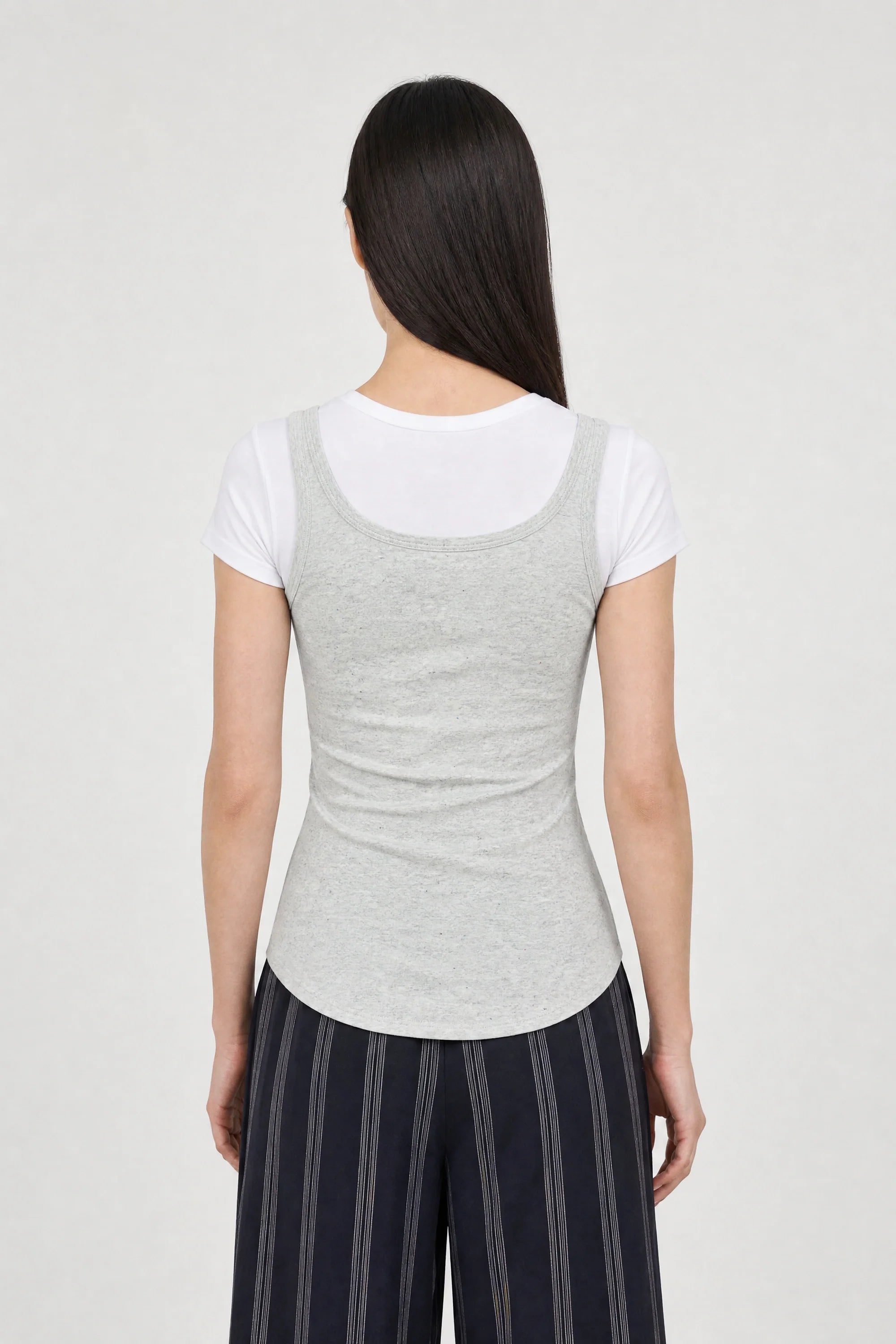 Melange grey rainbow fleck cotton tank