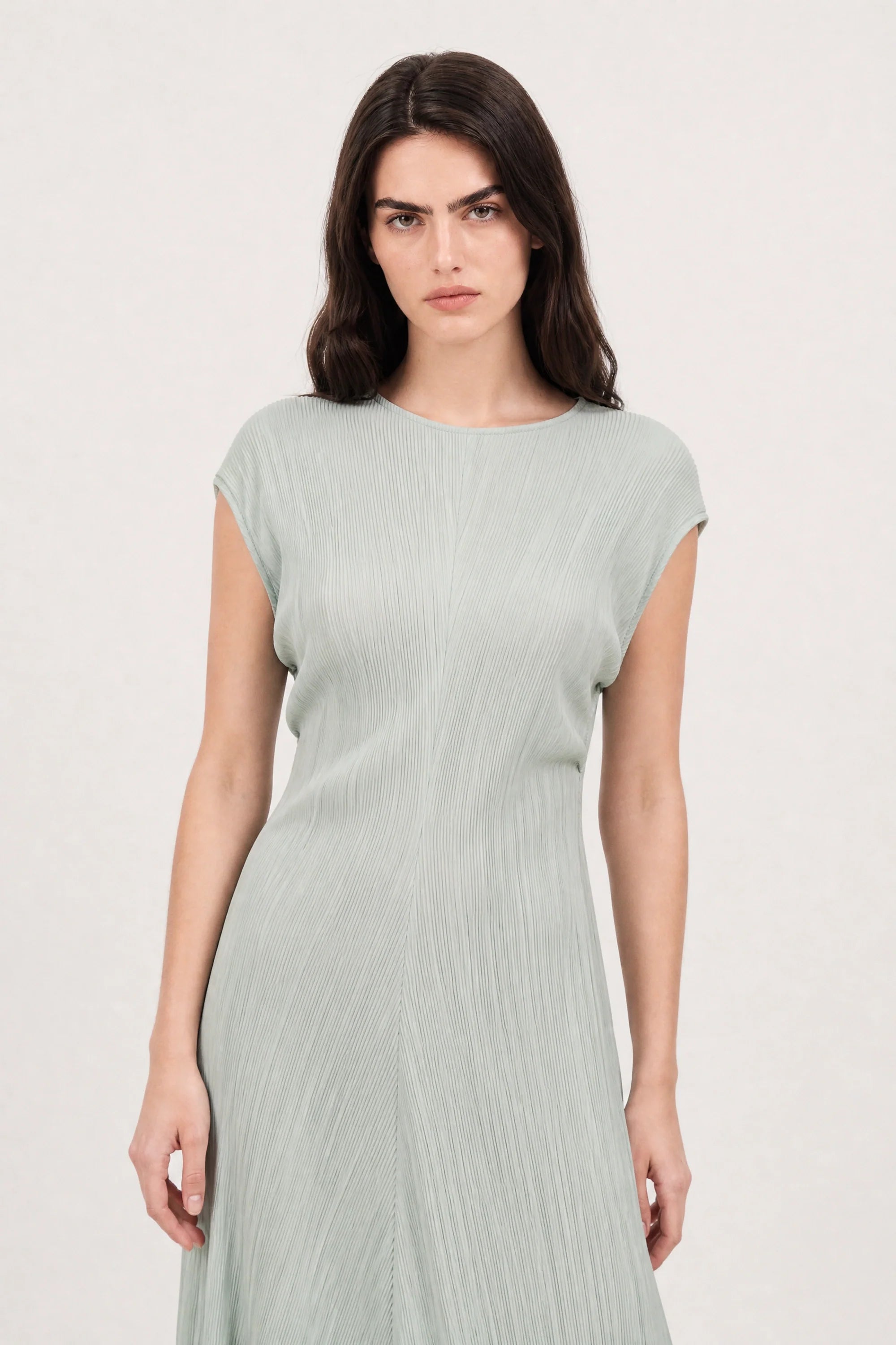 Mint green ribbed floaty maxi dress