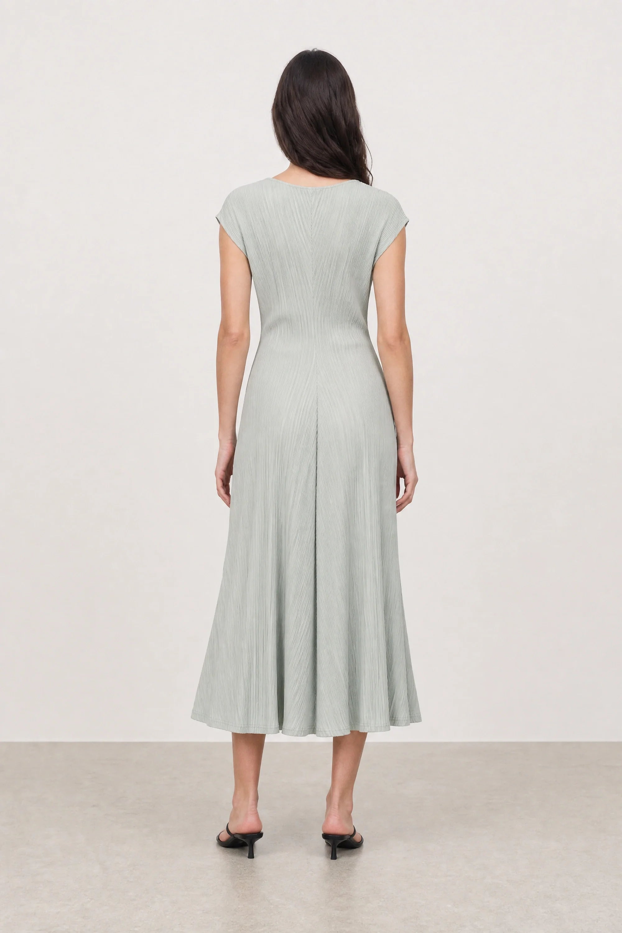 Mint green ribbed floaty maxi dress