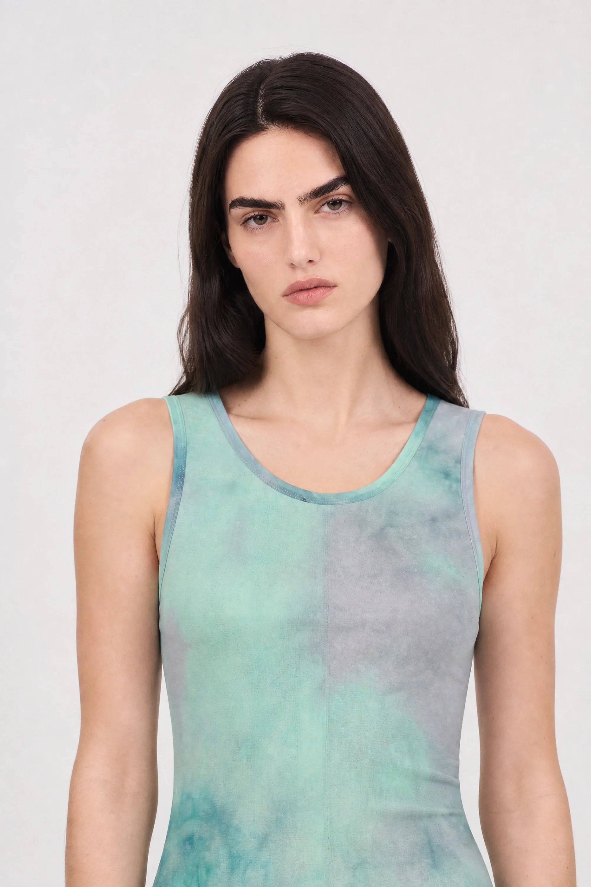Mint green tie dye semi sheer tank dress