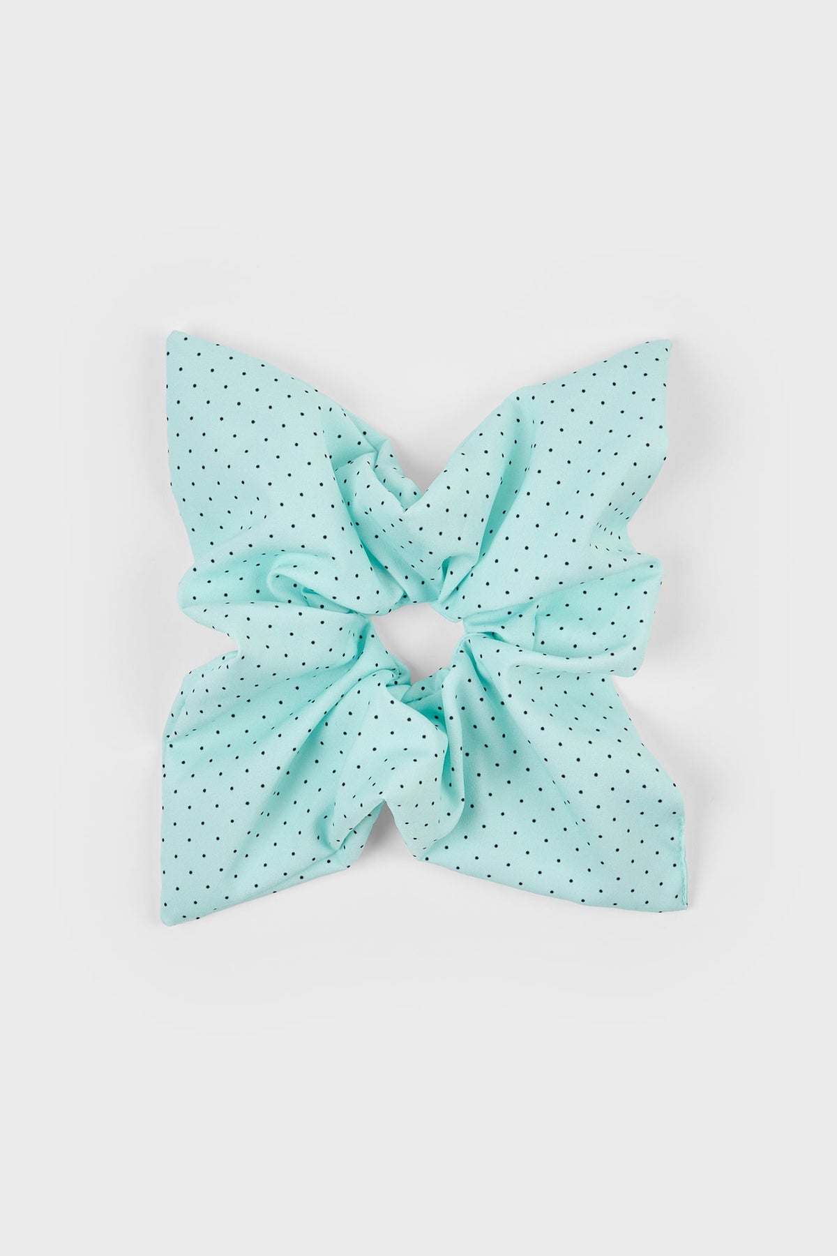 Mint green tiny polka dot square scrunchie