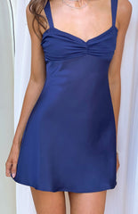 Morgan Navy Contrast Satin Party Mini Dress