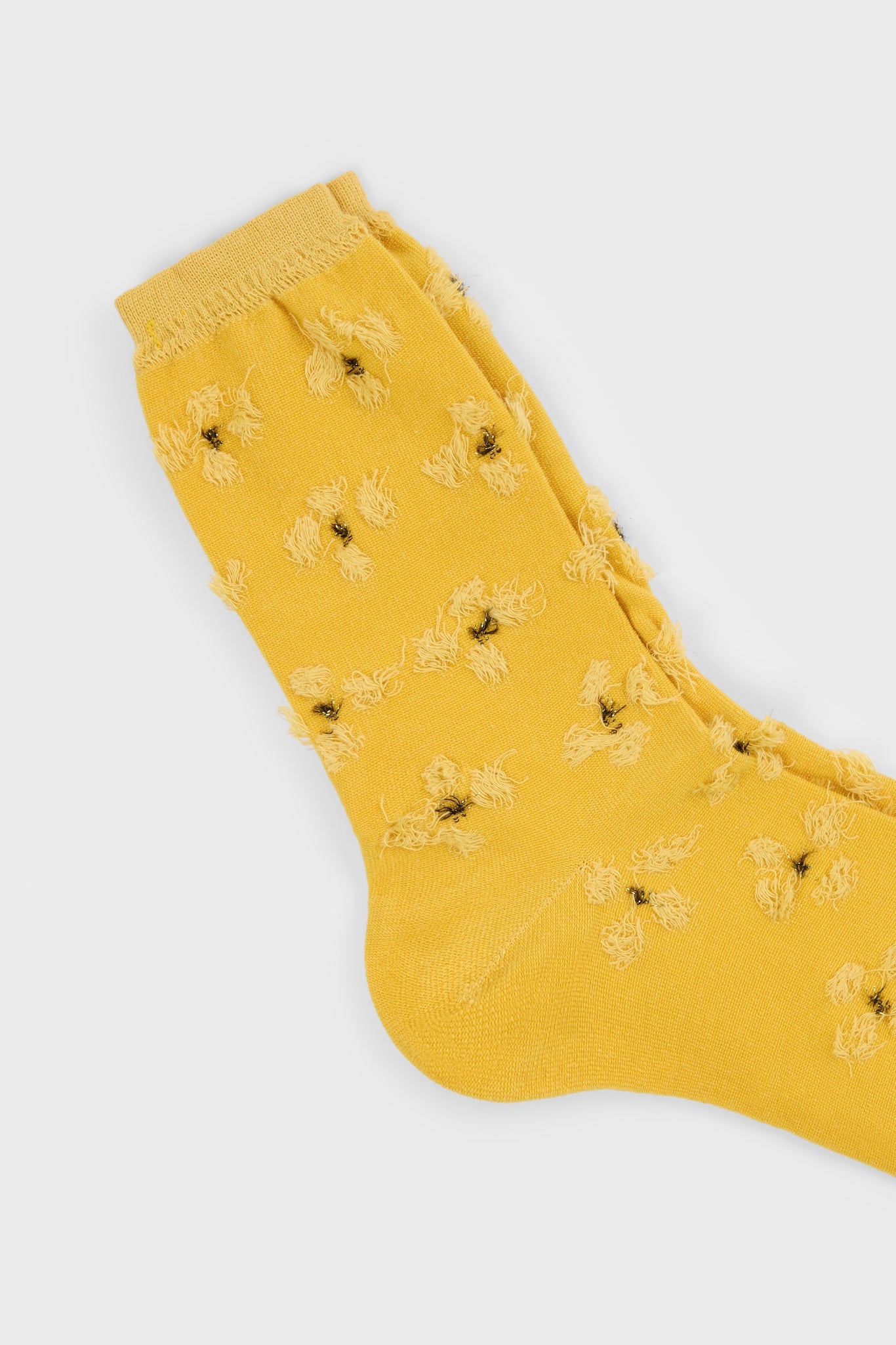 Mustard yellow tufted daisy socks
