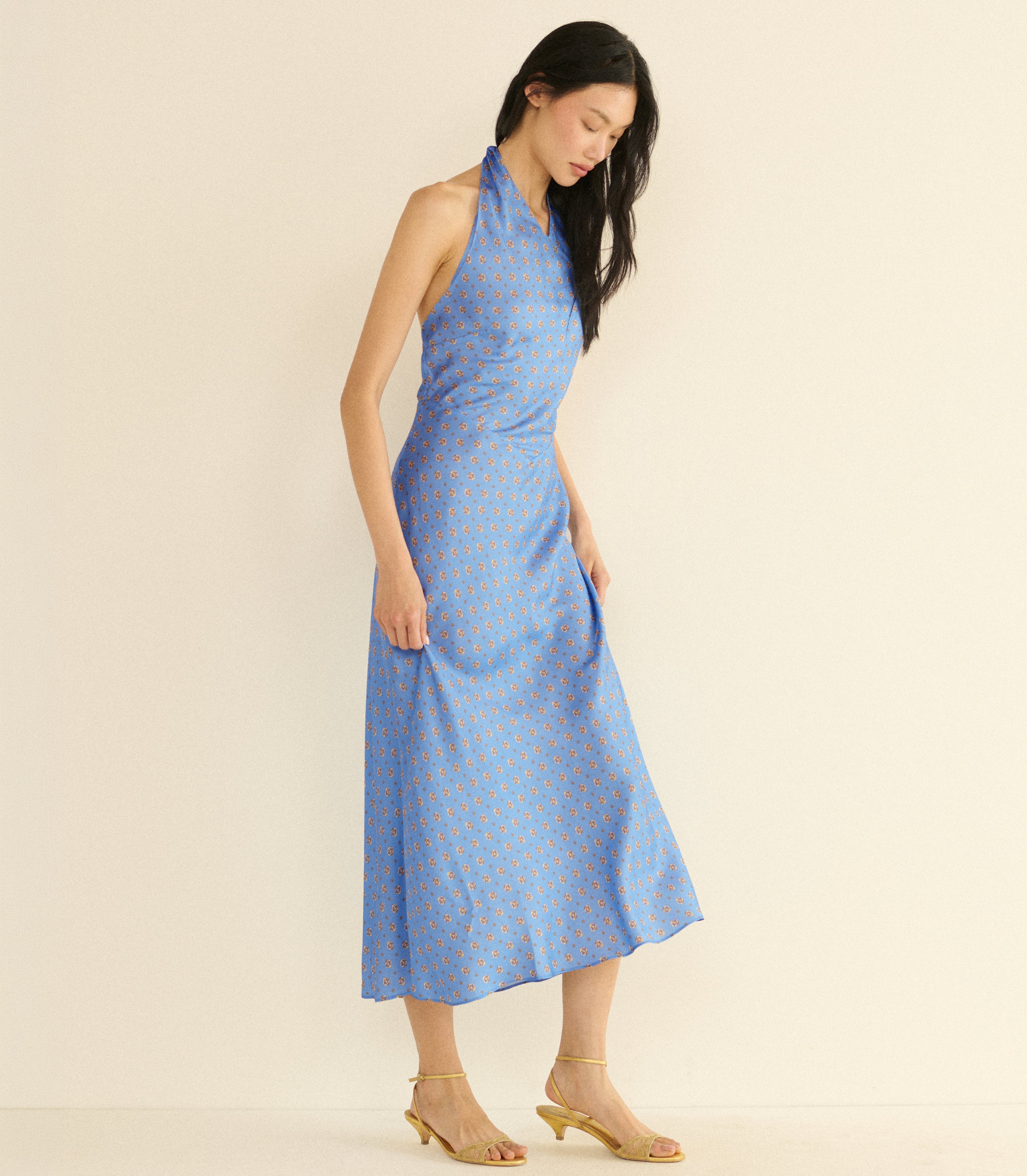 NOEMIE DRESS -- PERIWINKLE CADIZ FOULARD