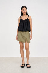 Navy blue braided strap blouson tank