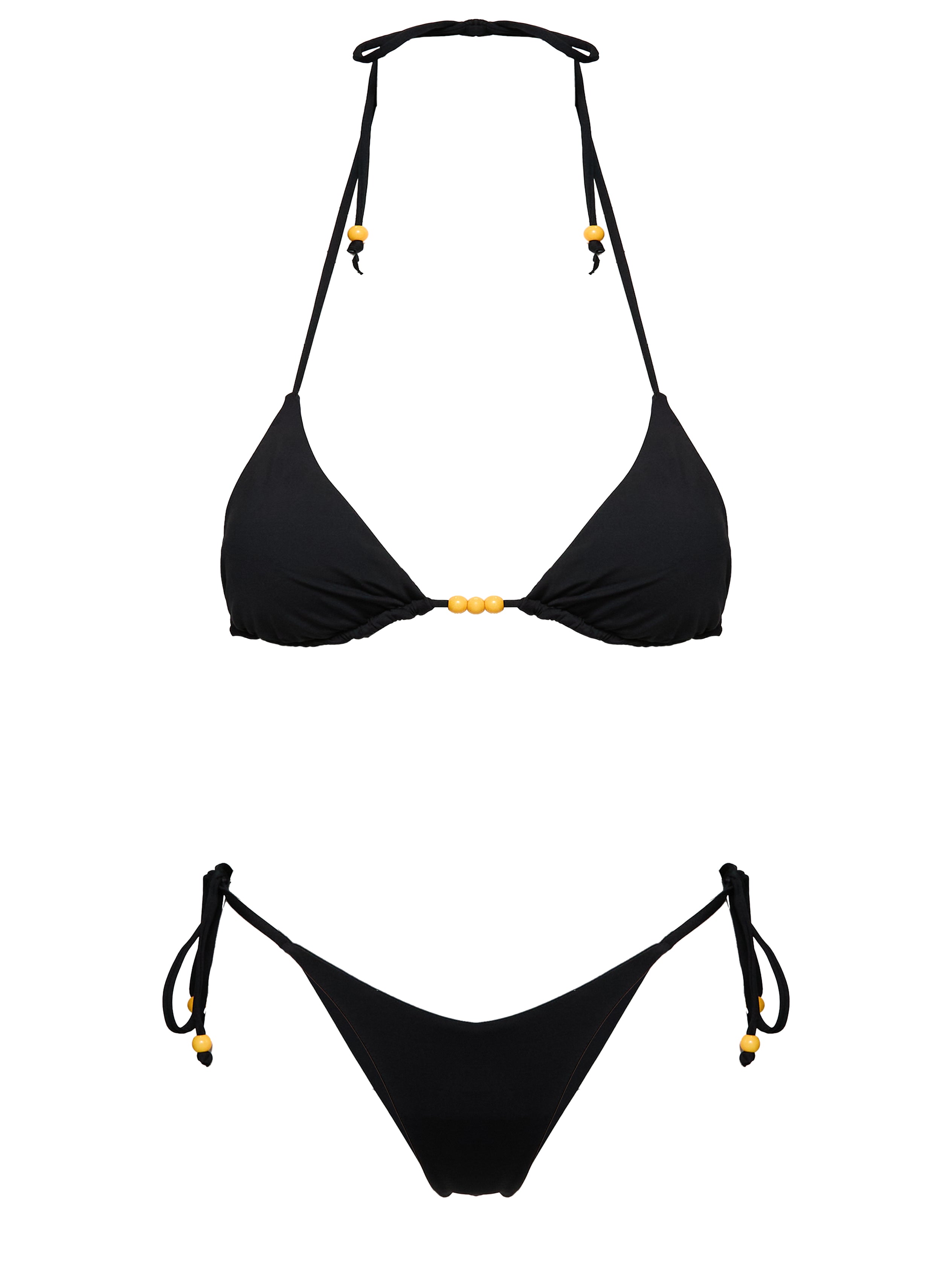 Glora Tie Side Beaded Bikini Bottom Black