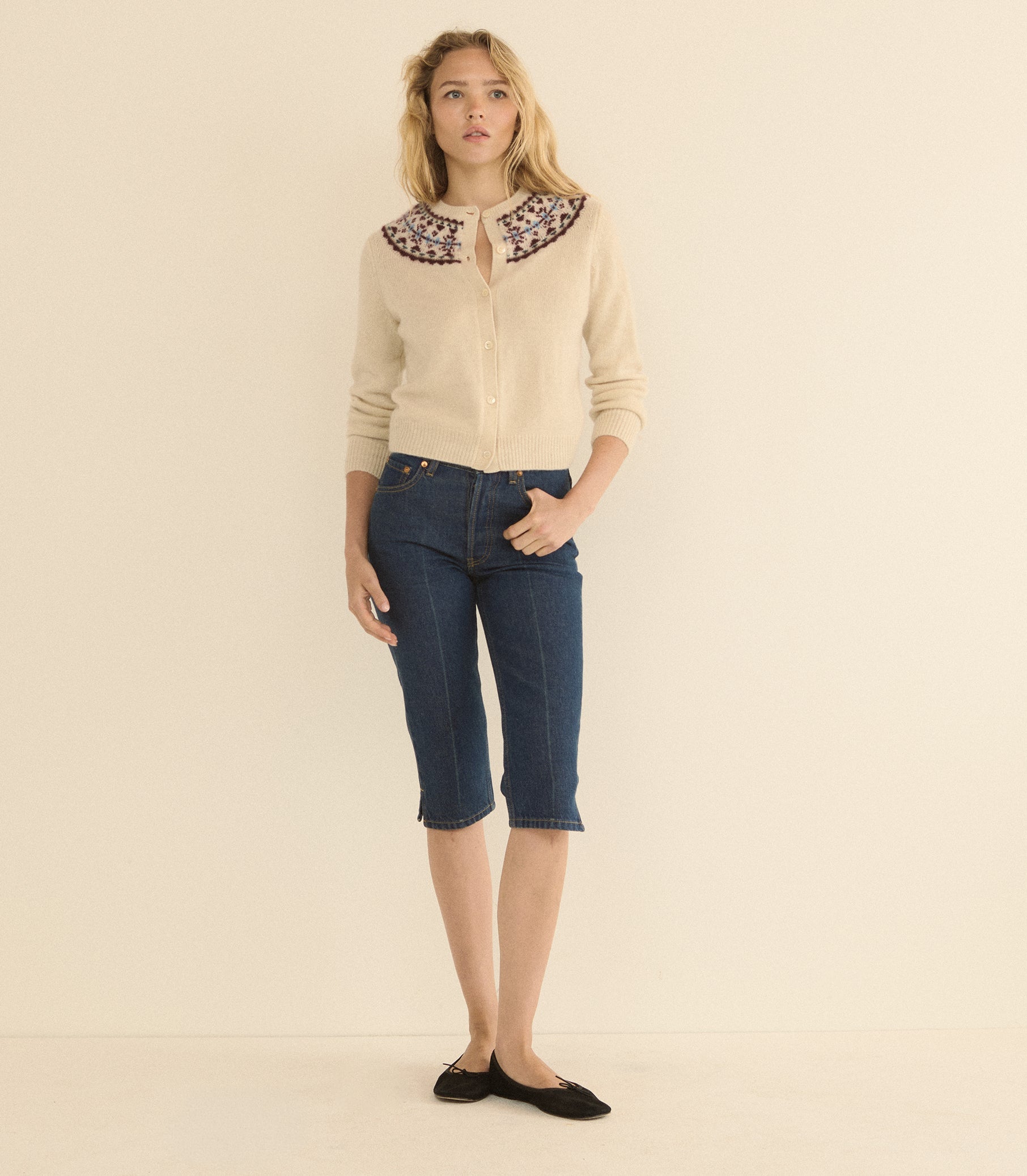 OLYMPE CASHMERE CARDIGAN -- COTTAGE